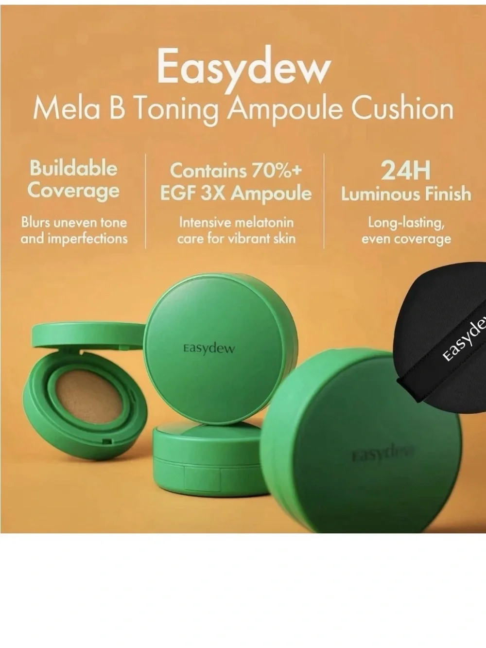 Easydew mela B toning ampoule cushion foundation shade 13 porcelain K- beauty
